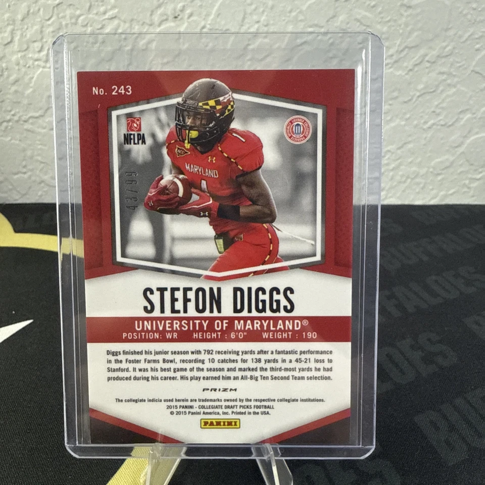 2015 Stefon Diggs Prizm Draft Picks PURPLE FLASH PRIZM RC # 43/99 🔥🔥🔥 - Image 2 of 2