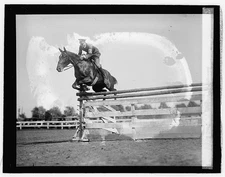 Major C.P. George of fort Meyer,'Morgan,' 5/18/26,Horse Show,May 1926,Jumping