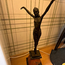 Art Deco Metal Female Figure Statue Sculpture - Single Piece Art Theme