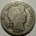 USA - Barber Silver Dime - 10 Cents - 1911 - Hole Filler - FREE USA Shipping!