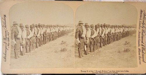 Antique 1898 Stereoview: Troop D of the "Rough Riders" - Spanish-American War.