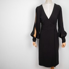 Jimmy Choo H&M Black Wrap Dress Size EU 38 US 8 Open Back Long Sleeve Cocktail