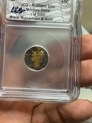 1940 Mercury Dime Brilliant Uncirculated Black Ruthenium And Gold