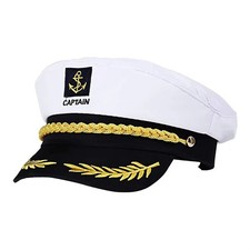 Adult Navy Captain Hat Yacht Sailor Skipper Ship Costume Hat Adjustable - Unisex