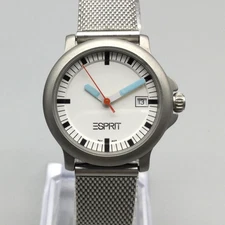 Esprit Watch Womens 29mm Stainless Silver Tone Date REF 9224 New Battery