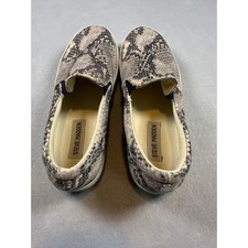 Steve Madden Gills-C Grey Snakeskin Print Platform Slip On Sneakers Womens 8M