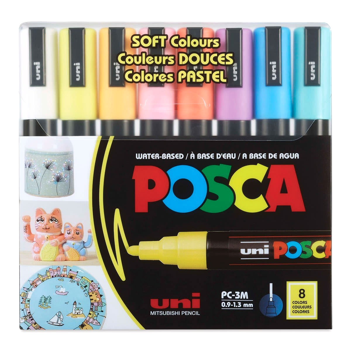 8 Pack Soft Colors Medium Tip Art Pens