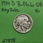 1914 D Indian Head Buffalo 🦬 Nickel 5c Piece Vg Very Good Tough Date