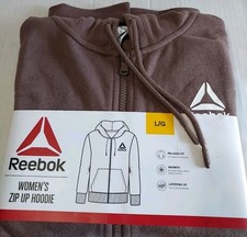 Reebok Ladies Deep Taupe Game Day Fleece Lightweight Zip Up Hoodie SZ Large NEW