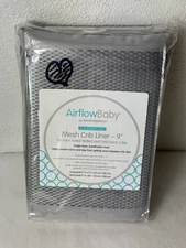 AirflowBaby Essential Mesh Crib Liner  GREY - 9”. Smoke FREE Home. FAST Shipping