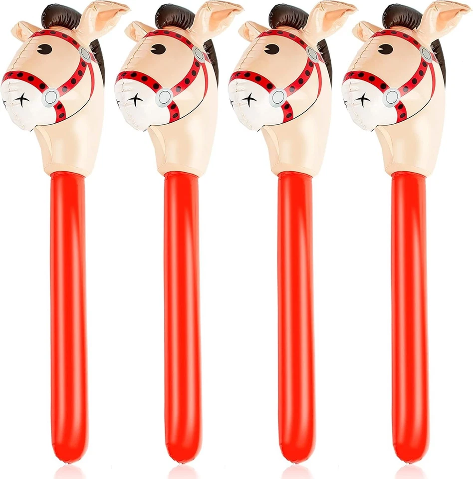 4 Pieces Inflatable Stick Horse Inflatable Horsehead Stick Balloon for Theme ... - Image 2 of 4