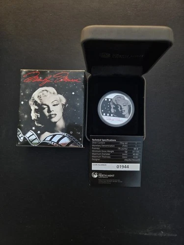 2012- Marilyn Monroe 1 oz Silver Proof- Tuvalu $1 Coin COA/Box Low Mintage