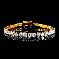 Tennis Bracelet 14k Yellow Gold Over Round Cut Lab Created Diamond 6.00 Ct