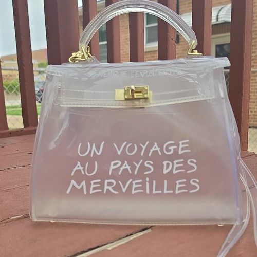 RARE 1998 Hermès Souvenir de L'Exposition Clear Vinyl Kelly Bag Vintage Tote