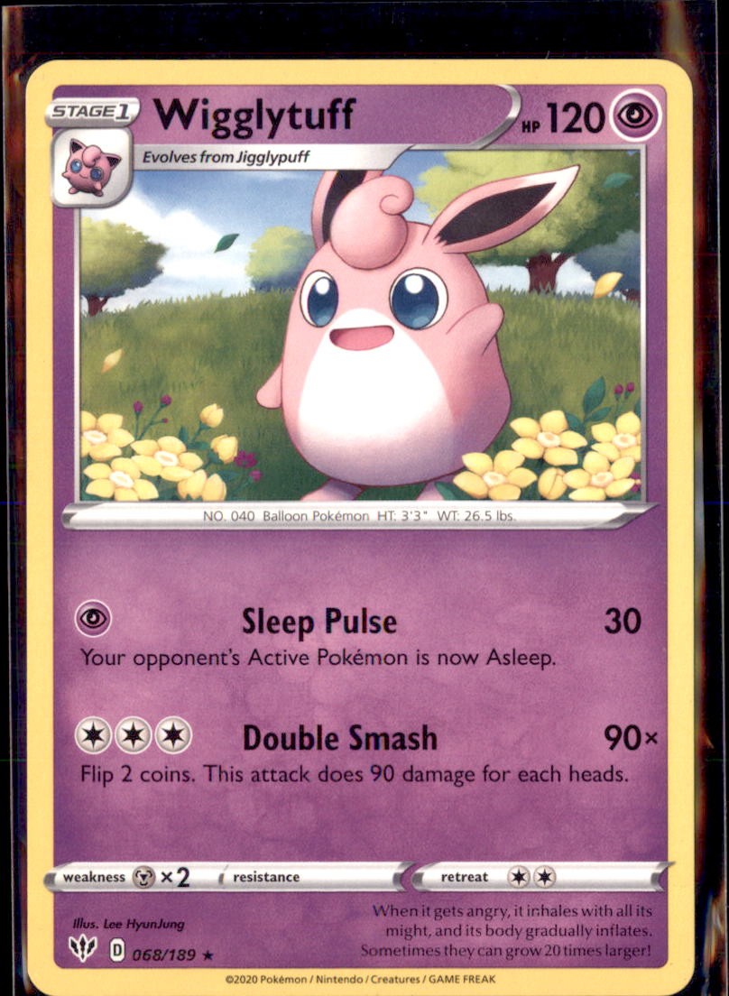 Pokemon Wigglytuff 68/189 Darkness Ablaze Non Holo