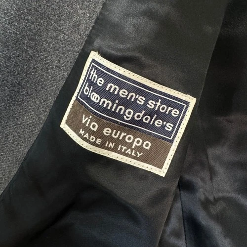 Vintage Bloomingdales E Thomas Mens 42L Charcoal Grey Wool Overcoat Heavy Casual image 4