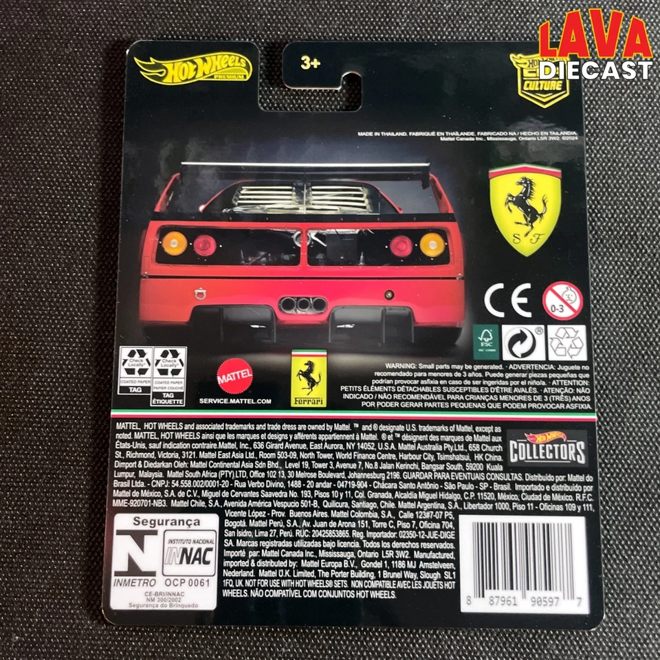 HOT WHEELS SWAPPED FERRARI F40 COMPETIZIONE W CUSTOM DESIGN PREMIUM DIECAST CARD - Image 3 of 3