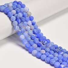 Blue Fire Agate Cracked Matte Round Beads 4mm 6mm 8mm 10mm 12mm 15.5" Strand