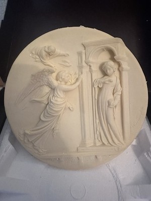1985 Studio Dante Volteradici Annunciation Alabaster Plate Box COA
