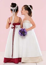 Girls' Ivory and Red A-Line Sleeveless Knee Length Dress with Straps