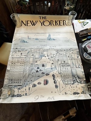 Steinberg New Yorker Original 1976 View of the World From 9th Ave 28'' x 40'' Tear