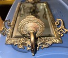 Antique Pair Of 1880s Ornate  Brass Sconces Beveled Mirrors 3 Candleholders Each — photo 9