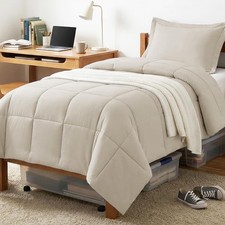 Twin/Twin XL Comforter Set Beige - 2 Pieces Box Stitched Twin Bed Set for Tee...