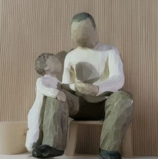 Willow Tree Sculpture Grandfather Child Figurine Susan Lordi Carved Clay Vintage