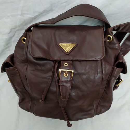 Bolso Prada Milano de cuero para mujer marrón paquetes laterales de hombro dobles - Imagen 3 de 24
