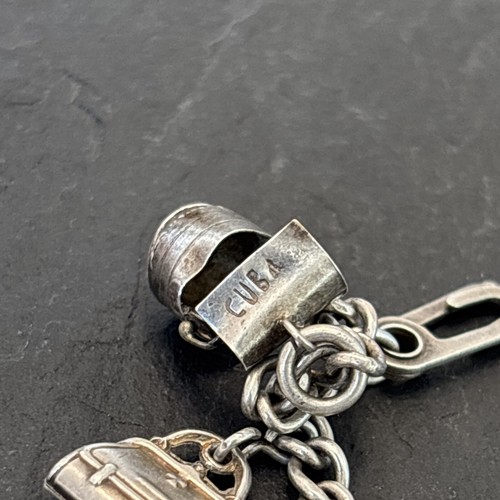 Vintage Sterling Silver Charm Bracelet 7 Charms 7” Unusual Ts - Picture 13 of 19