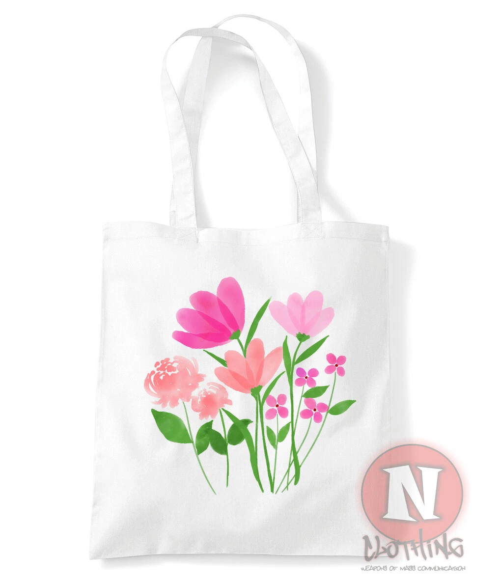 Flower bouquet design natural tote bag reusable shopping bag environmental