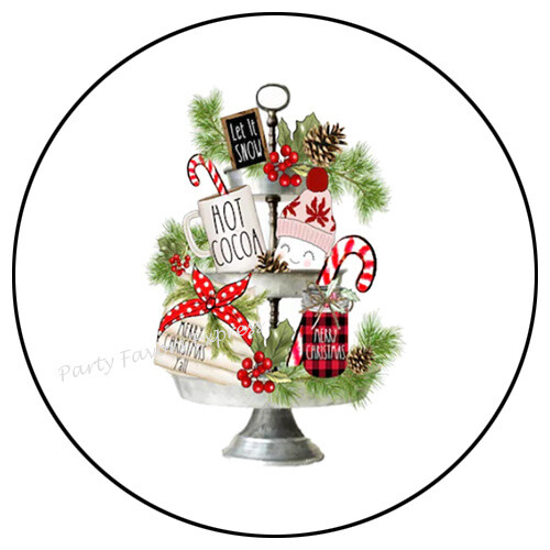 30 CHRISTMAS TRAY ENVELOPE SEALS LABELS STICKERS PARTY FAVORS 1.5" ROUND - Picture 1 of 2