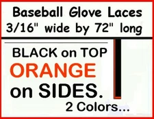 3/16" x 72" BLACK & Orange Leather laces  (10) Baseball Softball Glove Strong!