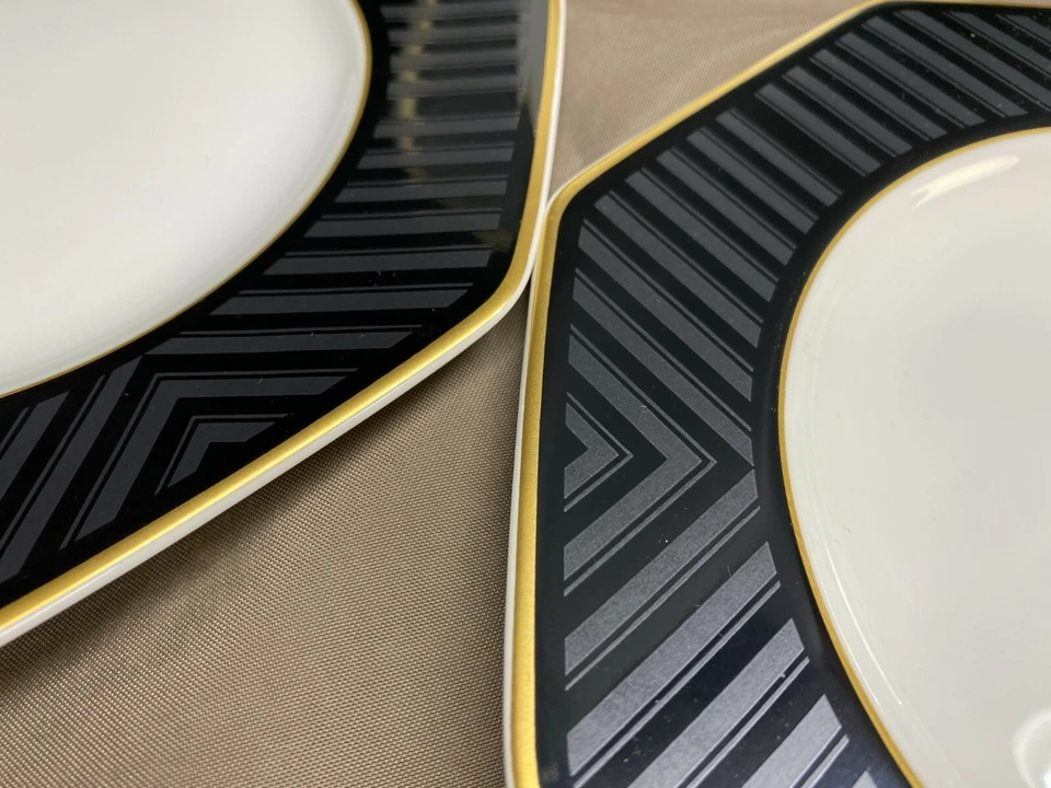 Villeroy & Boch "PERLA NEGRA" con Alemania ~ Juego de 4 ~ Platos de ensalada ~ 8 1/4" Foto 4 de 4