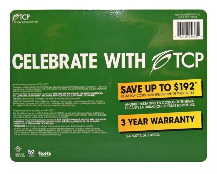 2 pack of 2-LED A15 Party Bulb 5w Green Celebrate Light (4 Lights Total) - Image 3 of 3