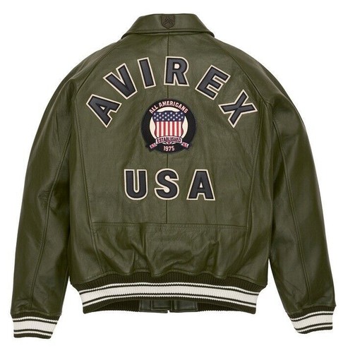 Men's Avirex Real Leather Bomber Jacket - Authentic American Pilot Flight Jacket - Picture 39 of 52