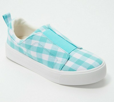 gingham canvas slip on sneakers