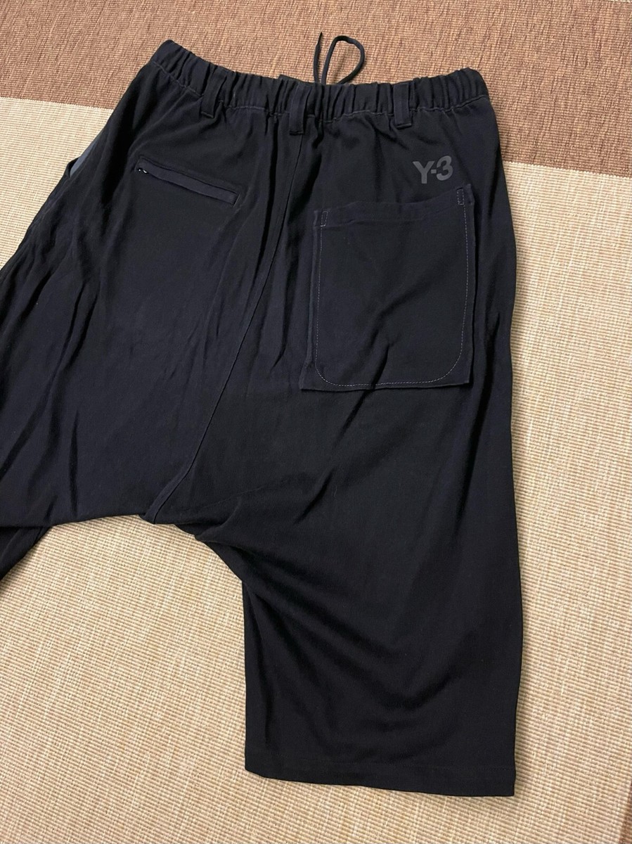 Y-3 YOHJI YAMAMOTO adidas M Black Drop crotch cotton Sarouel