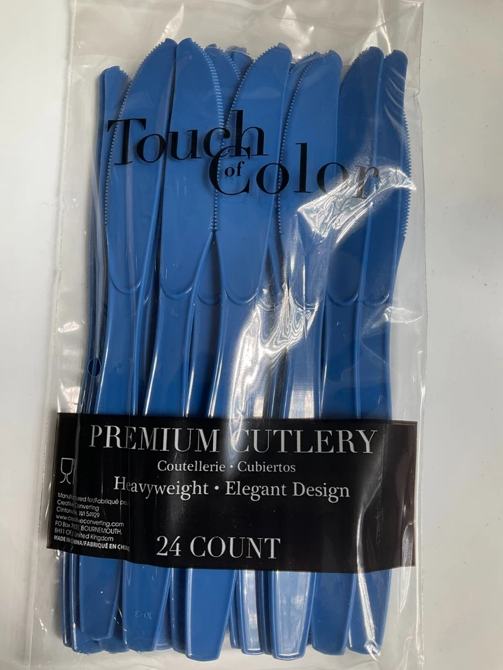 Facas de plástico 24 quilates facas pesadas coral, marfim, azul, dourado, preto e muito mais - Imagem 3 de 4