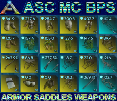 Ark ASA PVE BP Shotgun Baryonyx Carch Rex Theri Yuty Giga Saddle Blueprint
