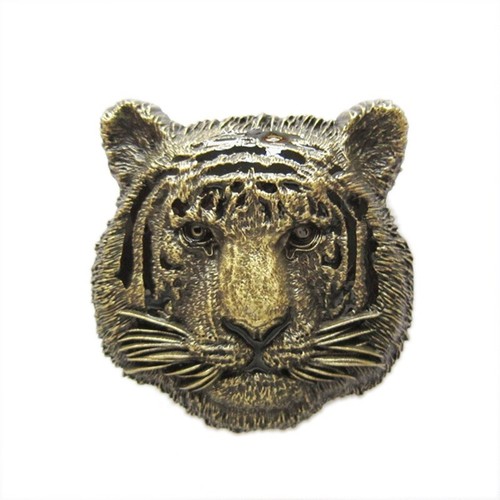 Fibbia da cintura vintage bronzo re degli animali tigre western fauna selvatica anche stock USA - Foto 6 di 7