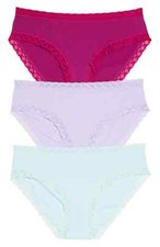 Natori L39705 Womens Assorted Bliss 3-Pack Cotton Blend Briefs Size M