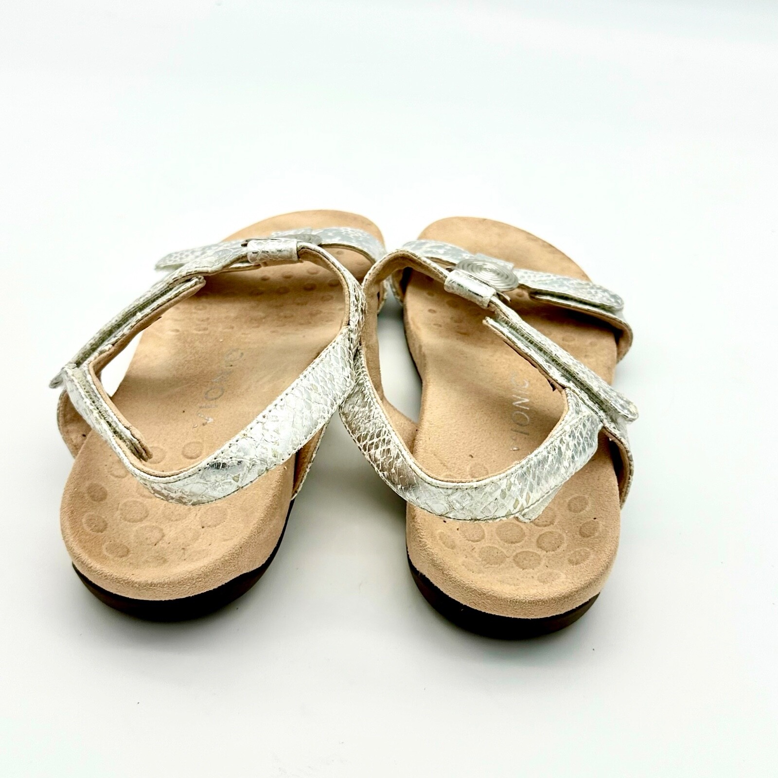 Vionic Farra Snake White Silver Slingback Sandals Women's Size 8