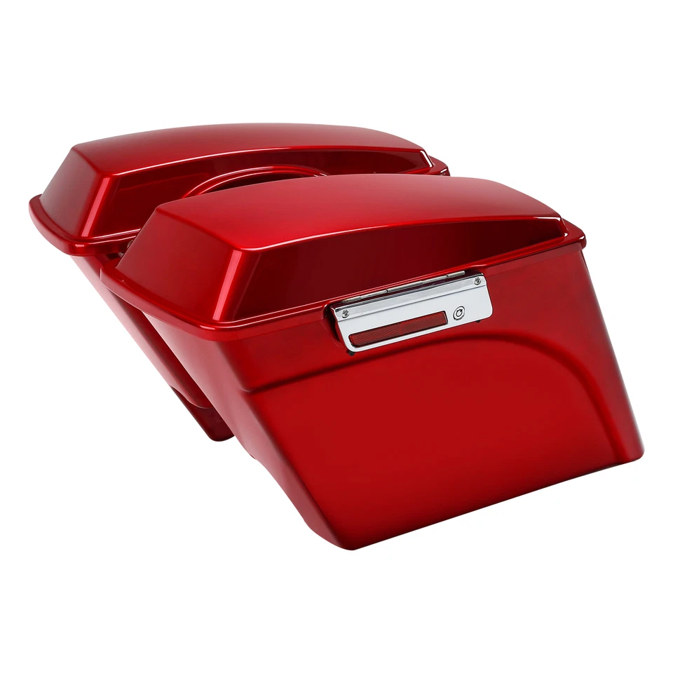 Red Stretched 5" Hard Saddlebag &Bracket For Harley Softail Fatboy Bad Boy 84-17 - Image 4 of 4