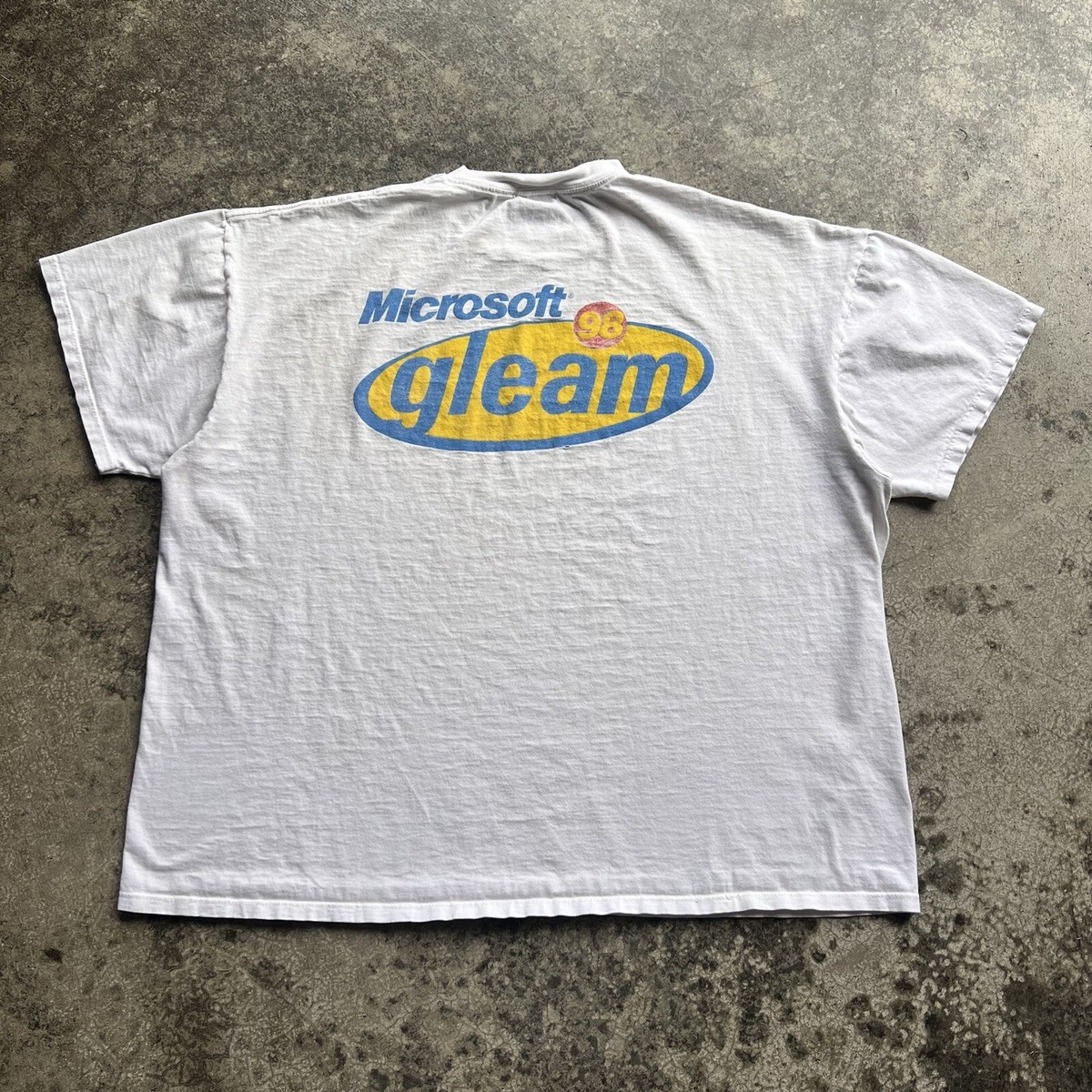 Vintage 90s Microsoft Gleam 96 Promo Tech Shirt Men Size 2XL White 