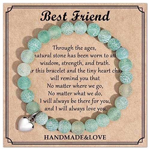 Jewelry&Card Christmas Gifts for Sister Best Friend, Natural Stone Friend-Green - Picture 1 of 6