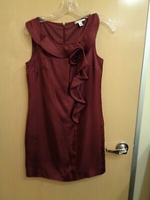 BANANA REPUBLIC wine Sleeveless Dress Size 0 Cocktail Ruffle 