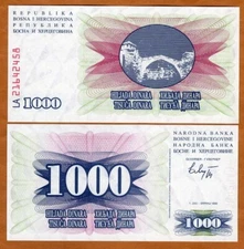 Bosnia-Herzegovina, 1000 Dinara, 1992, P-15, UNC