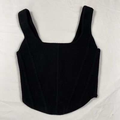 Wilfred Women Tank Size XS Black Crop Bustier Look Basic Capsule Knit Minimalist