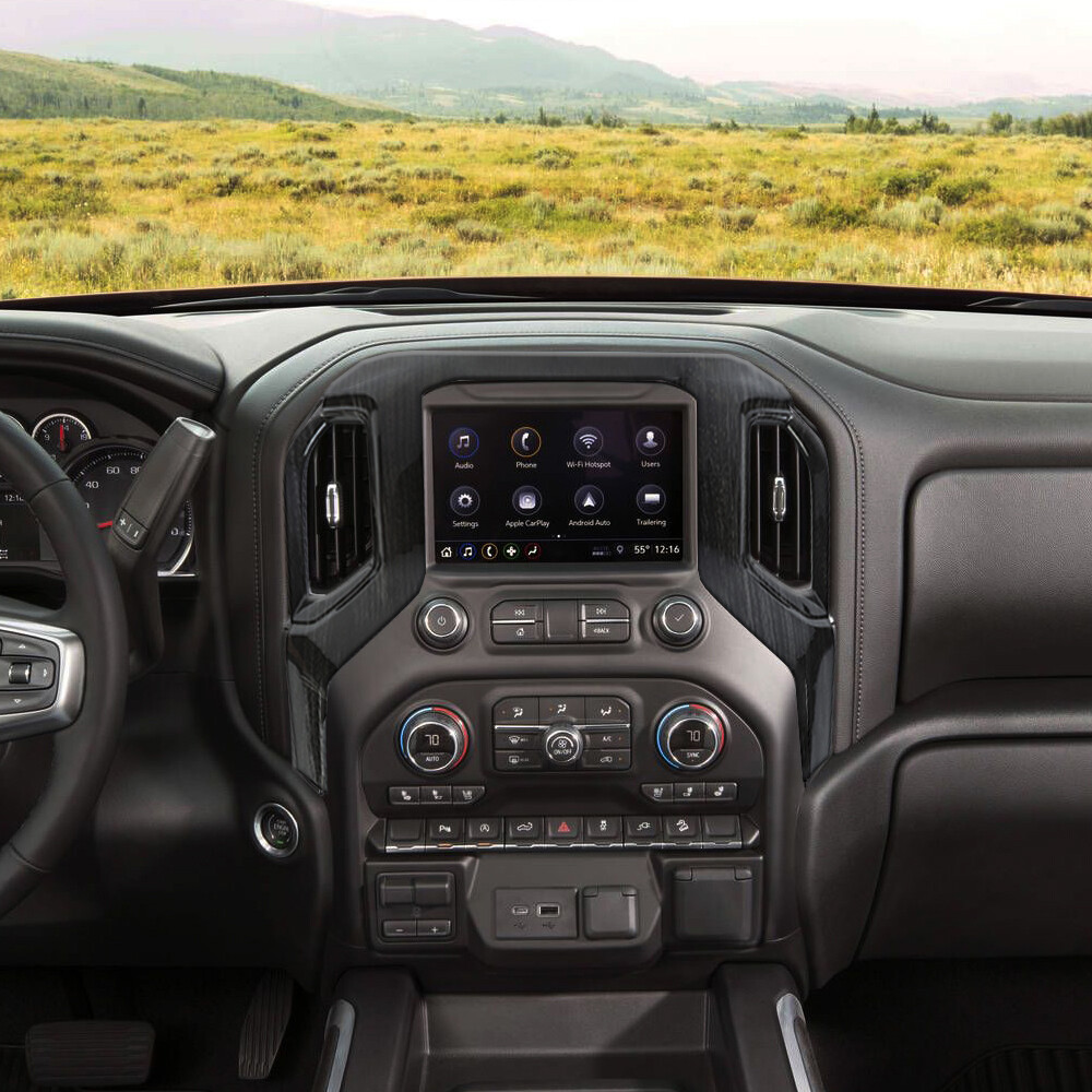 Black Wood Grain Console Cover For Chevy Silverado & GMC Sierra 2019–2025 – ABS Trim, Easy Snap-On Installation 4 thumbnail image